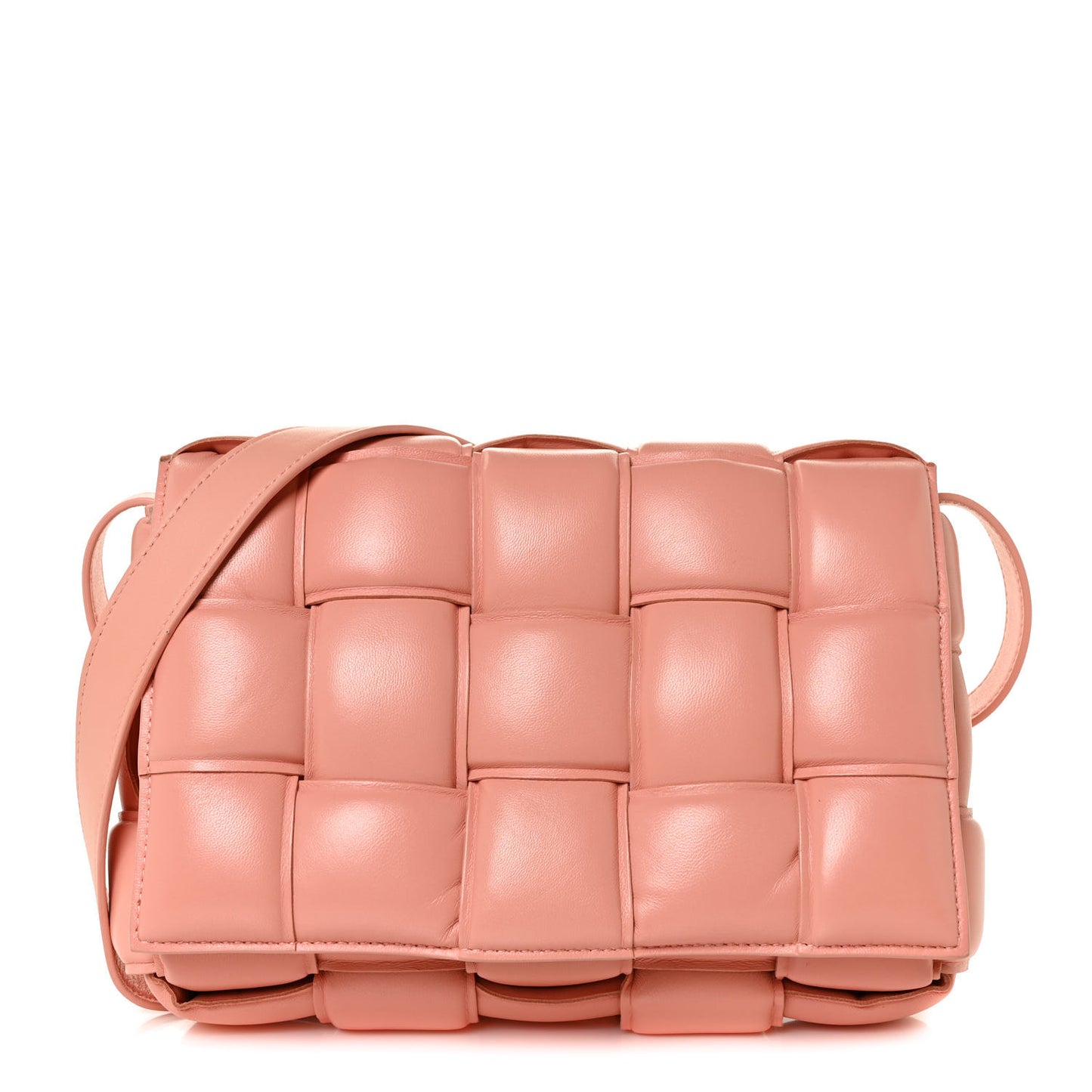 Nappa Maxi Intreccio Padded Cassette Crossbody Bag Peachy
