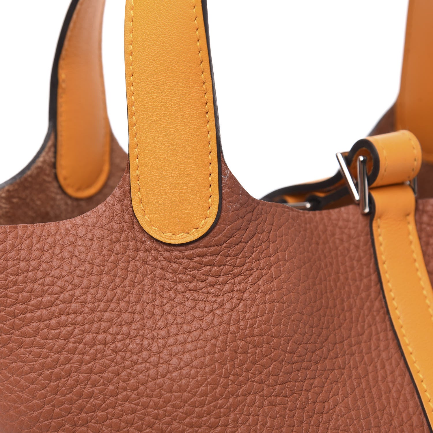 Hermes Taurillon Clemence Swift Picotin 18 PM Cuivre Jaune D'or 11 of 11