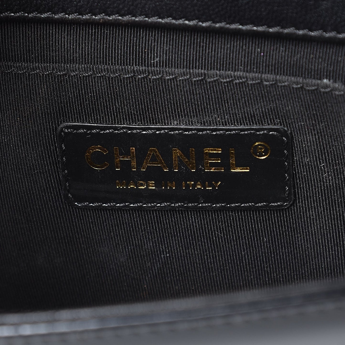 Patent Calfskin Quilted Boy Clutch With Removable Chain Black