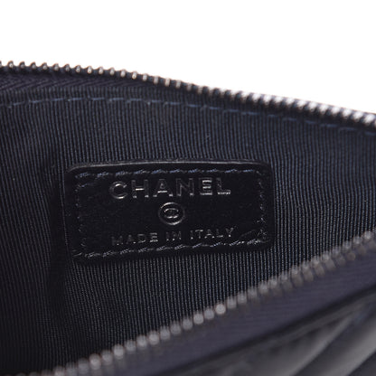Chanel Lambskin Chevron Quilted Studded Small Cosmetic Case Dark Navy 6 of 8