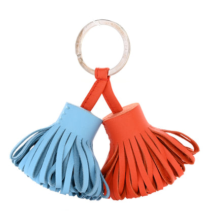 Hermes Lambskin Carmen Uno-Dos Key Holder Celeste Orange Poppy 1 of 4