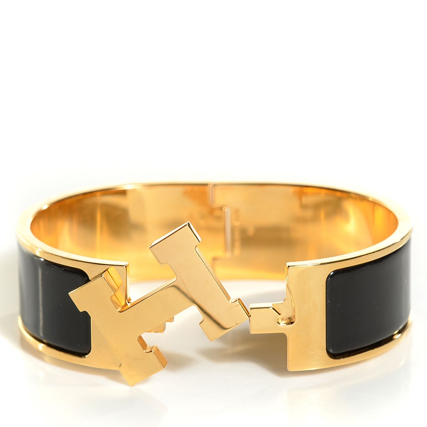 Enamel Wide Clic Clac H Bracelet GM Black