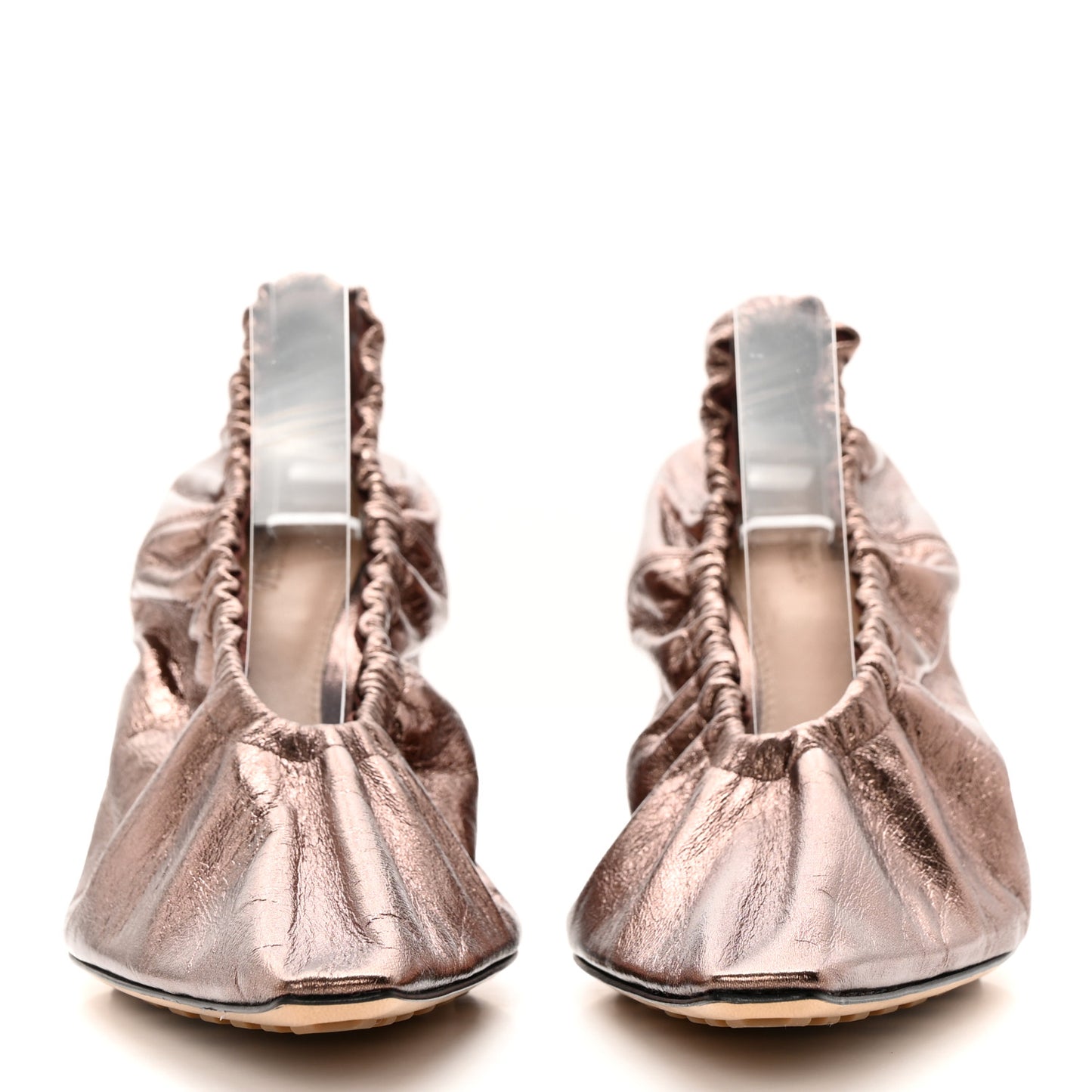 Metallic Crushed Nappa Glitter Plexiglass Almond Pumps 40 Brown