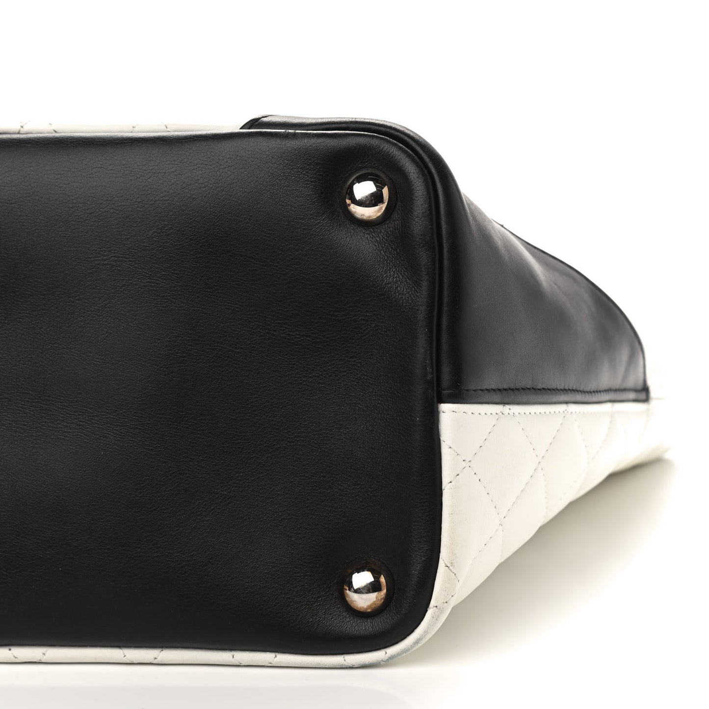 Calfskin Quilted Large Cambon Tote White Black