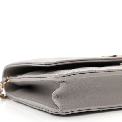Chanel Caviar Quilted Studded CC Wallet On Chain WOC Grey 10 of 12