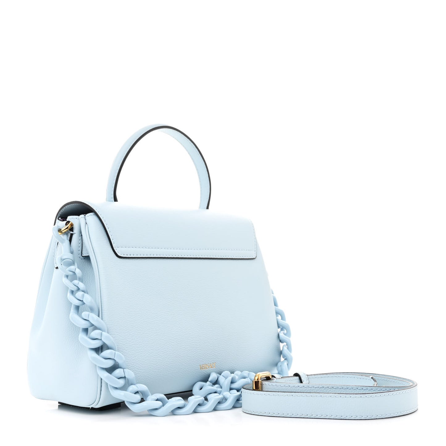 Calfskin Medium La Medusa Top Handle Handbag Light Blue