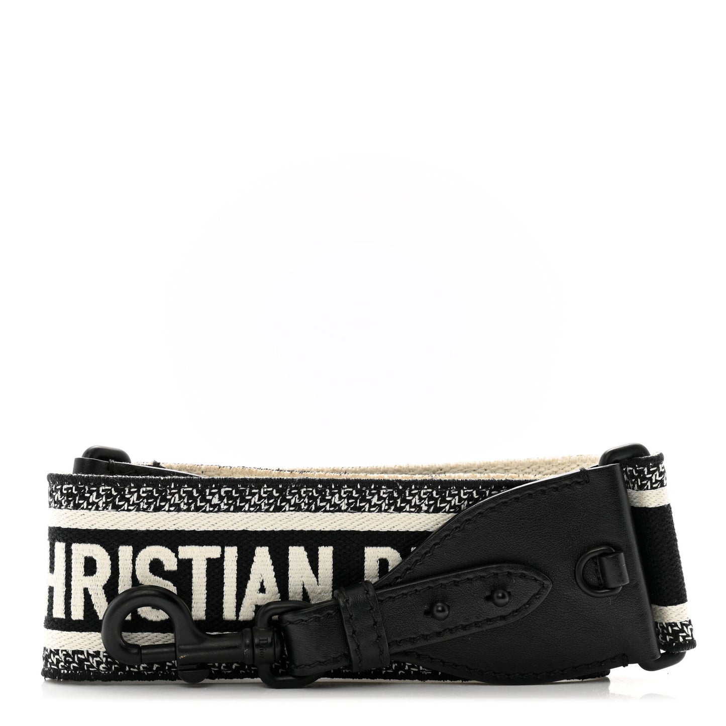 Canvas Embroidered Shoulder Strap Black White