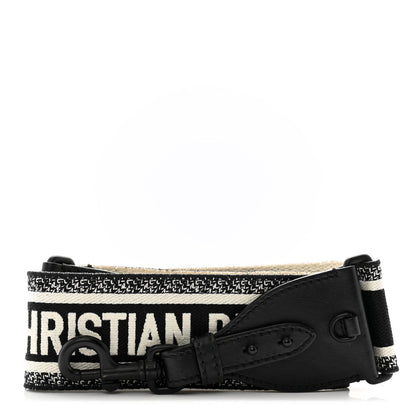 Christian Dior Canvas Embroidered Shoulder Strap Black White 1 of 5