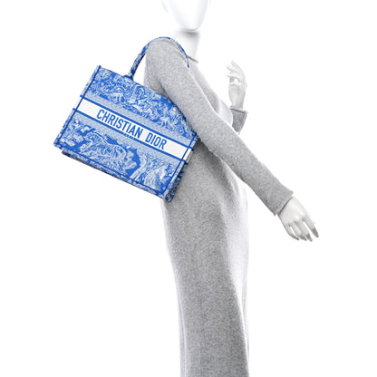 Christian Dior CHRISTIAN DIOR Canvas Embroidered Medium Dioriviera Toile De Jouy Book Tote Fluorescent Blue 2 of 11