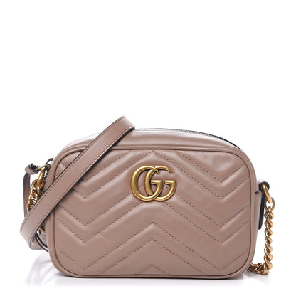 Gucci Calfskin Matelasse Mini GG Marmont Chain Shoulder Bag Porcelain Rose 1 of 10