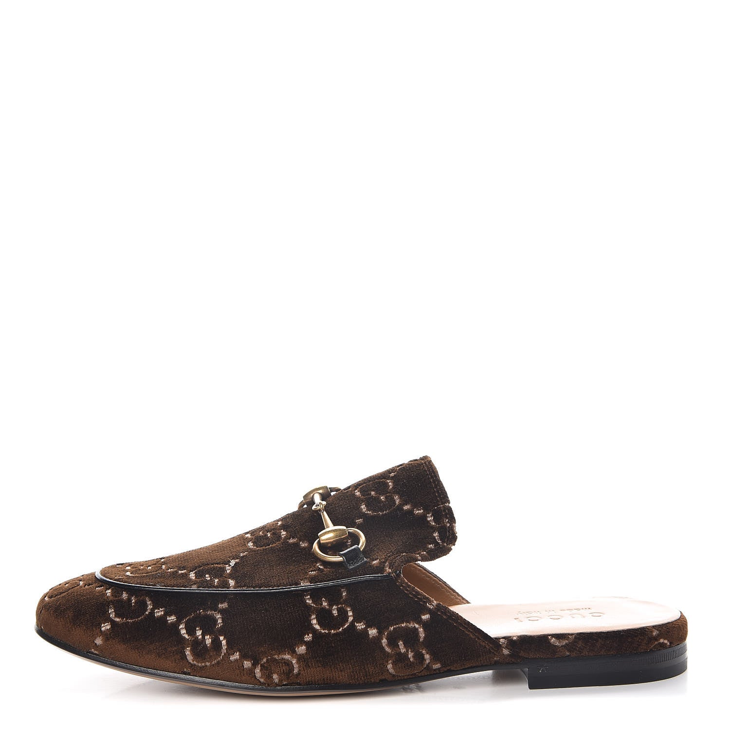Gucci Velvet GG Monogram Mens Princetown Slippers 8 Brown 1 of 9