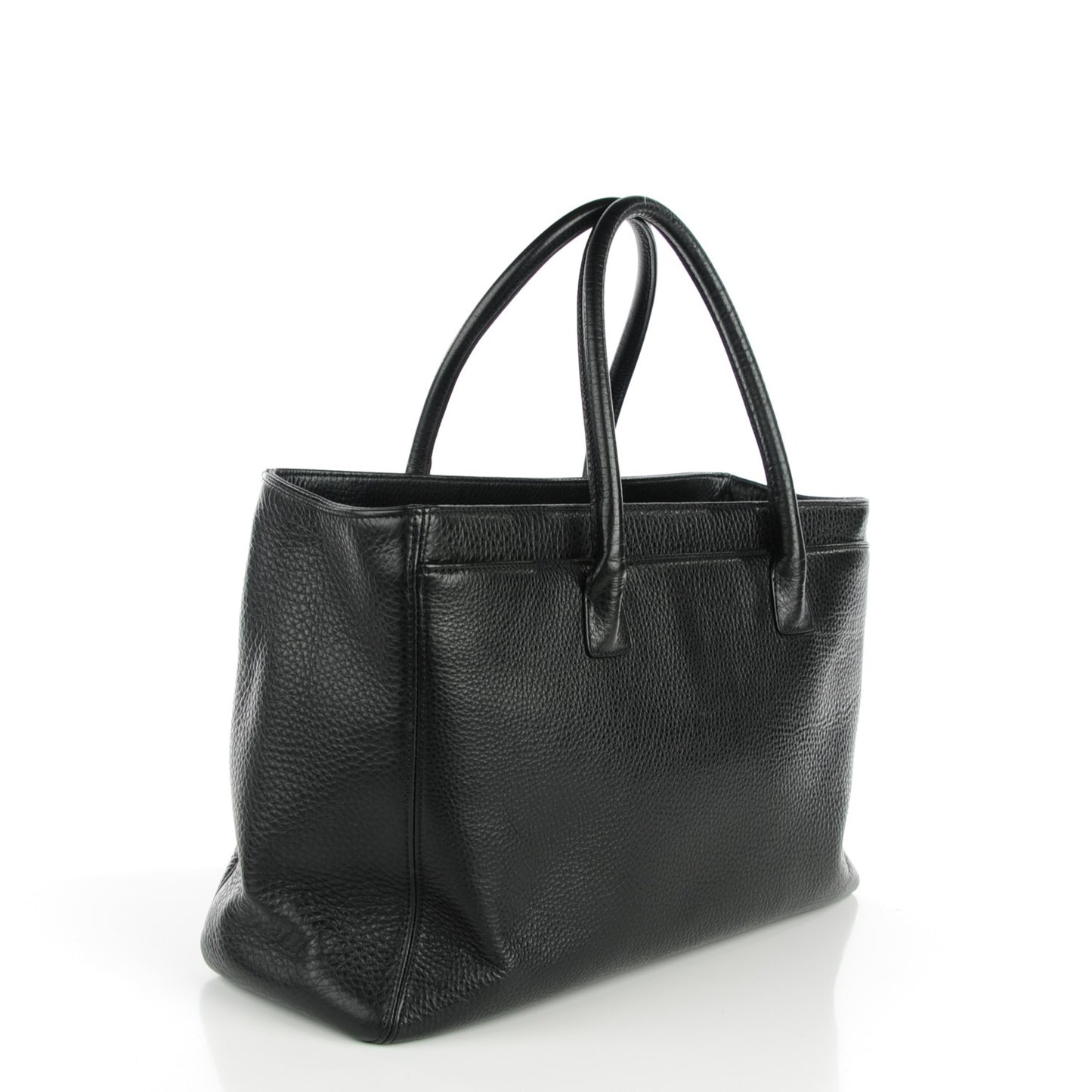 Calfskin Cerf Executive Shopper Tote Black