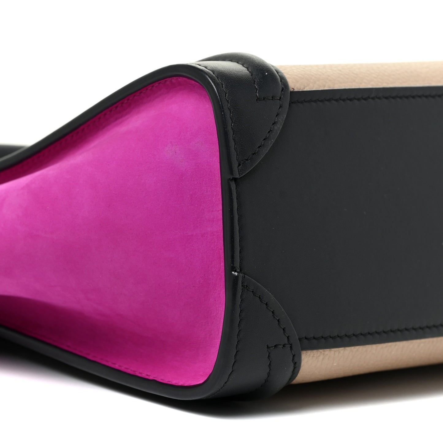 Baby Grained Calfskin Nubuck Nano Tri-Color Luggage Fuchsia