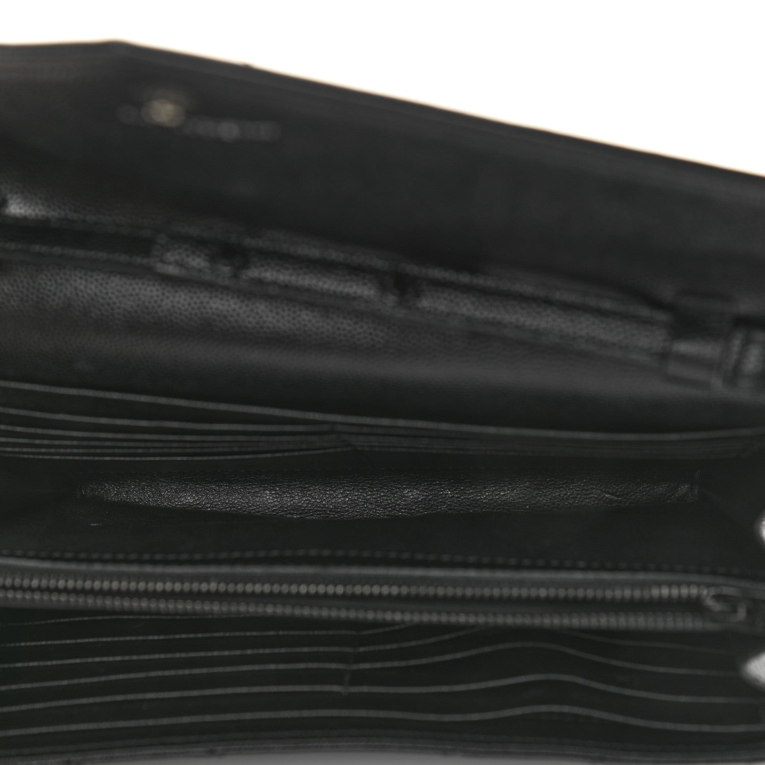 Saint Laurent Grain De Poudre Matelasse Chevron Monogram Chain Wallet Black 5 of 11
