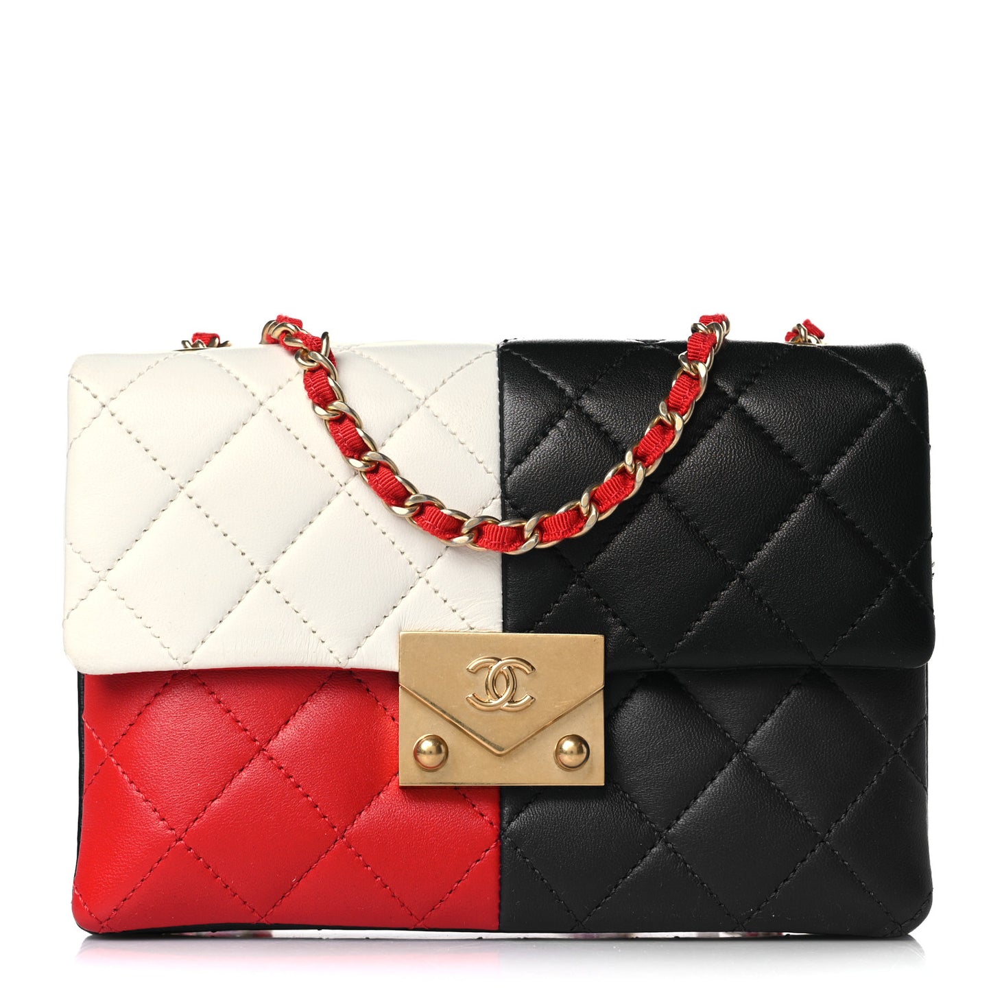 Lambskin Quilted Mini Yin Yang Flap Red White Blue Black