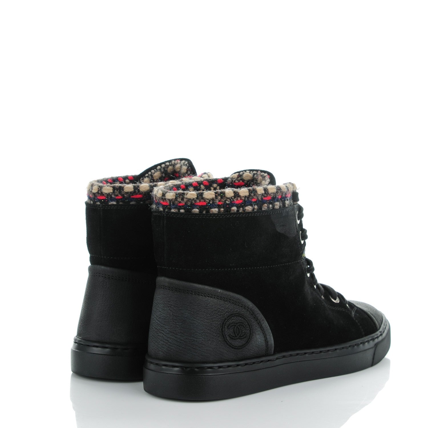 Chanel Suede Tweed High Top Sneakers 37 Black 4 of 9