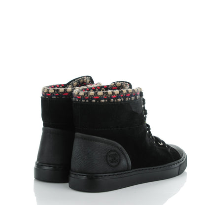 Chanel Suede Tweed High Top Sneakers 37 Black 4 of 9