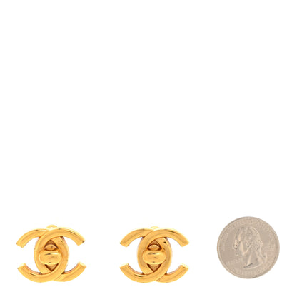 Chanel Metal CC Turnlock Clip On Earrings Gold 2 of 4