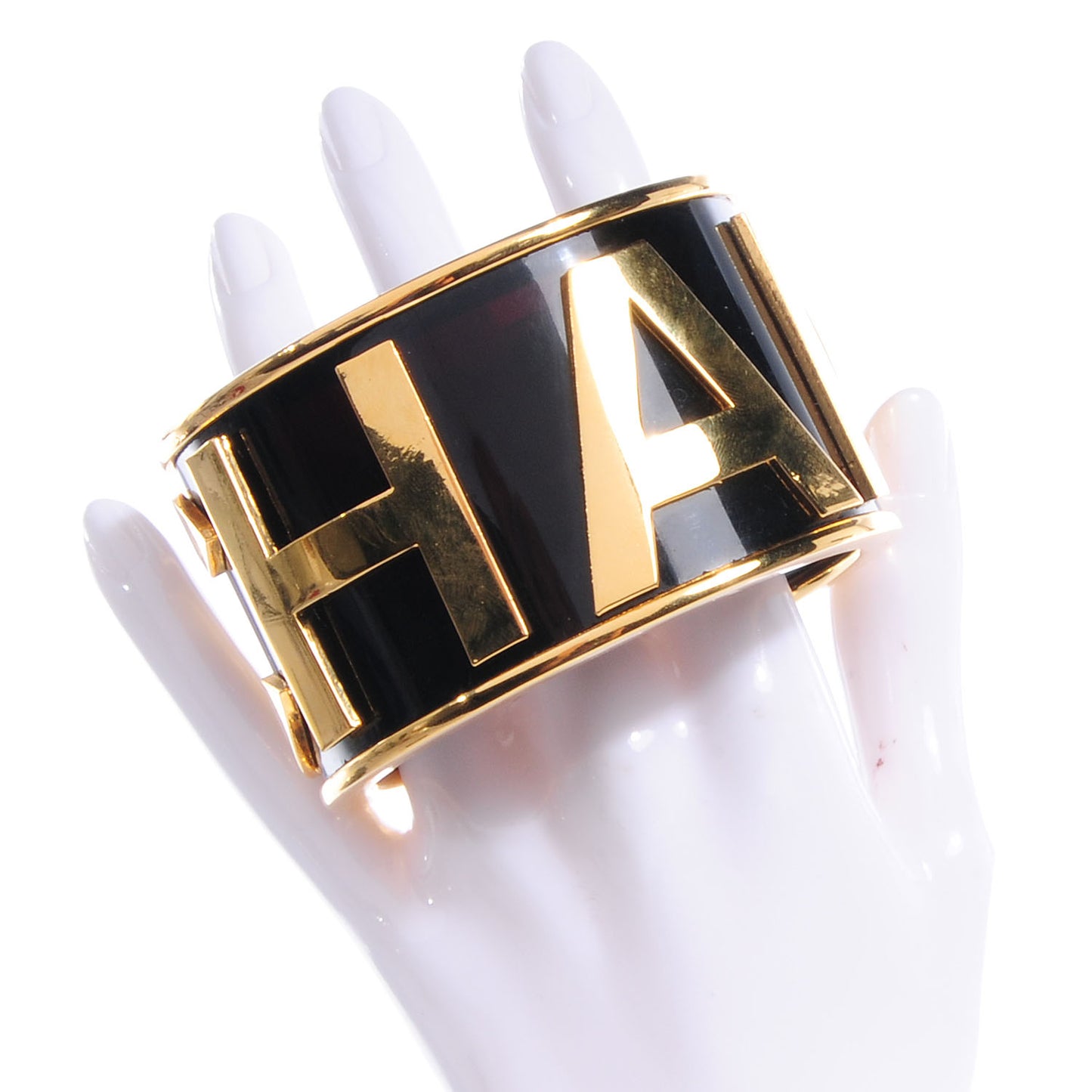 Resin Logo Wide Bangle Black Gold