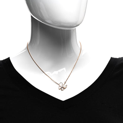 Van Cleef & Arpels 18K Rose Gold Diamond Mother of Pearl Two Butterfly Pendant Necklace 2 of 6