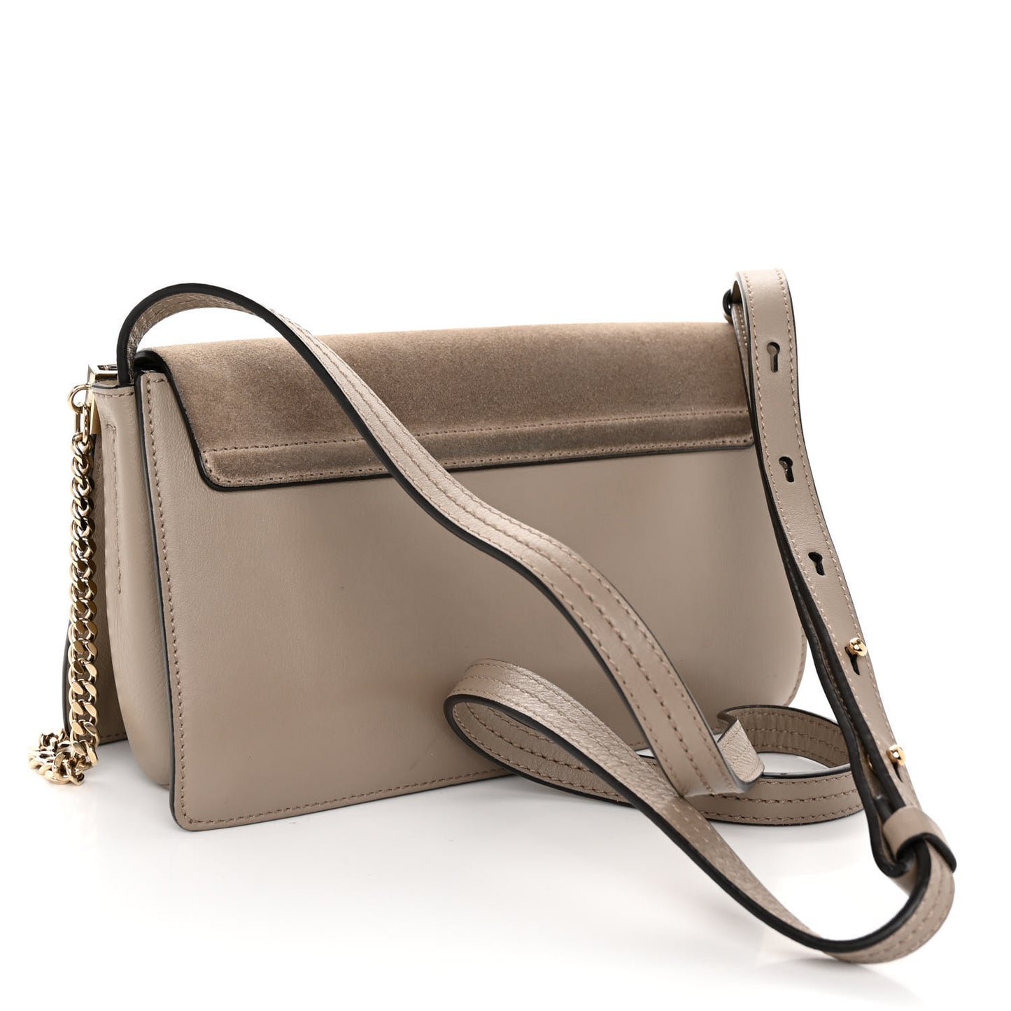 Suede Calfskin Small Faye Shoulder Bag Motty Grey