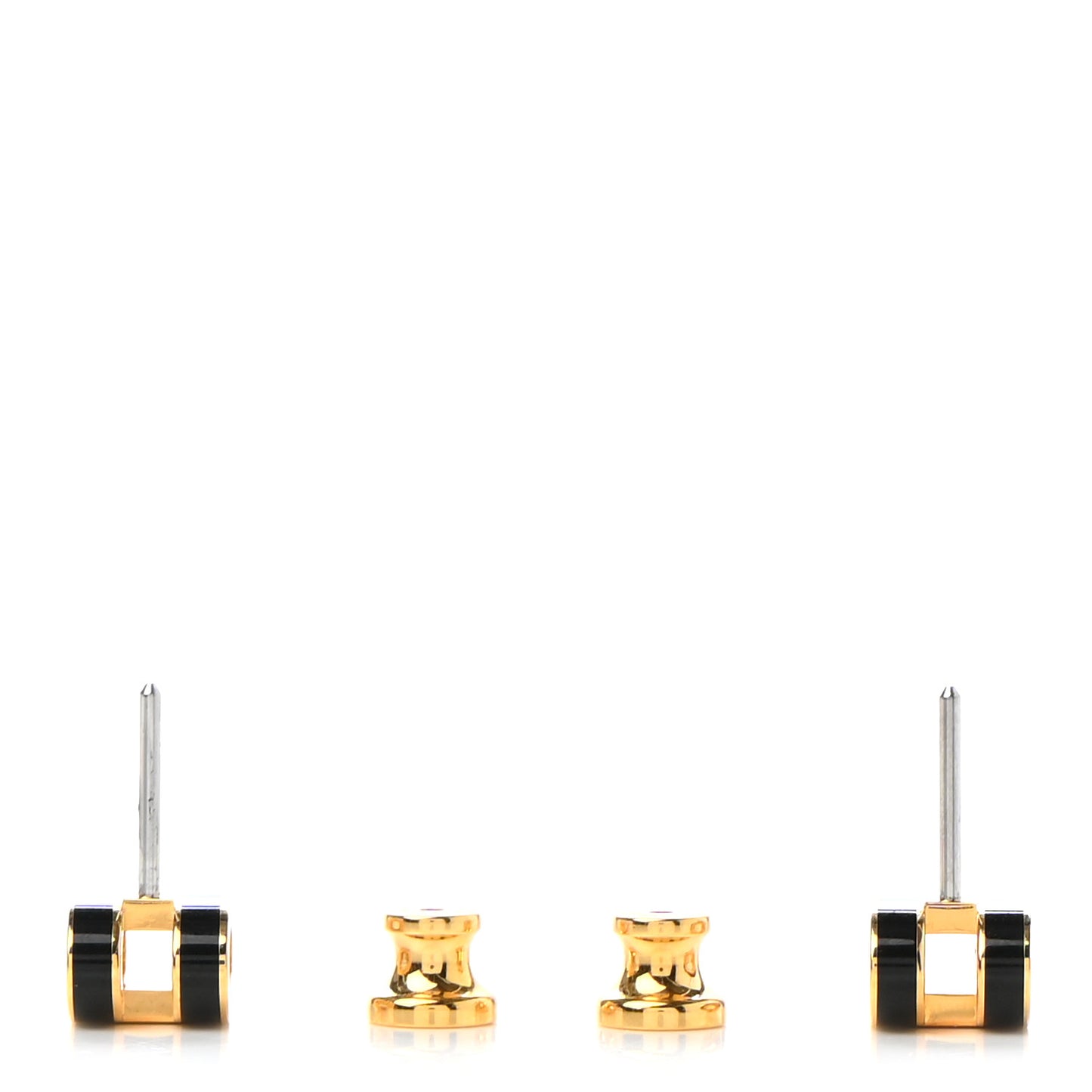 Gold Lacquered Mini Pop H Earrings Black
