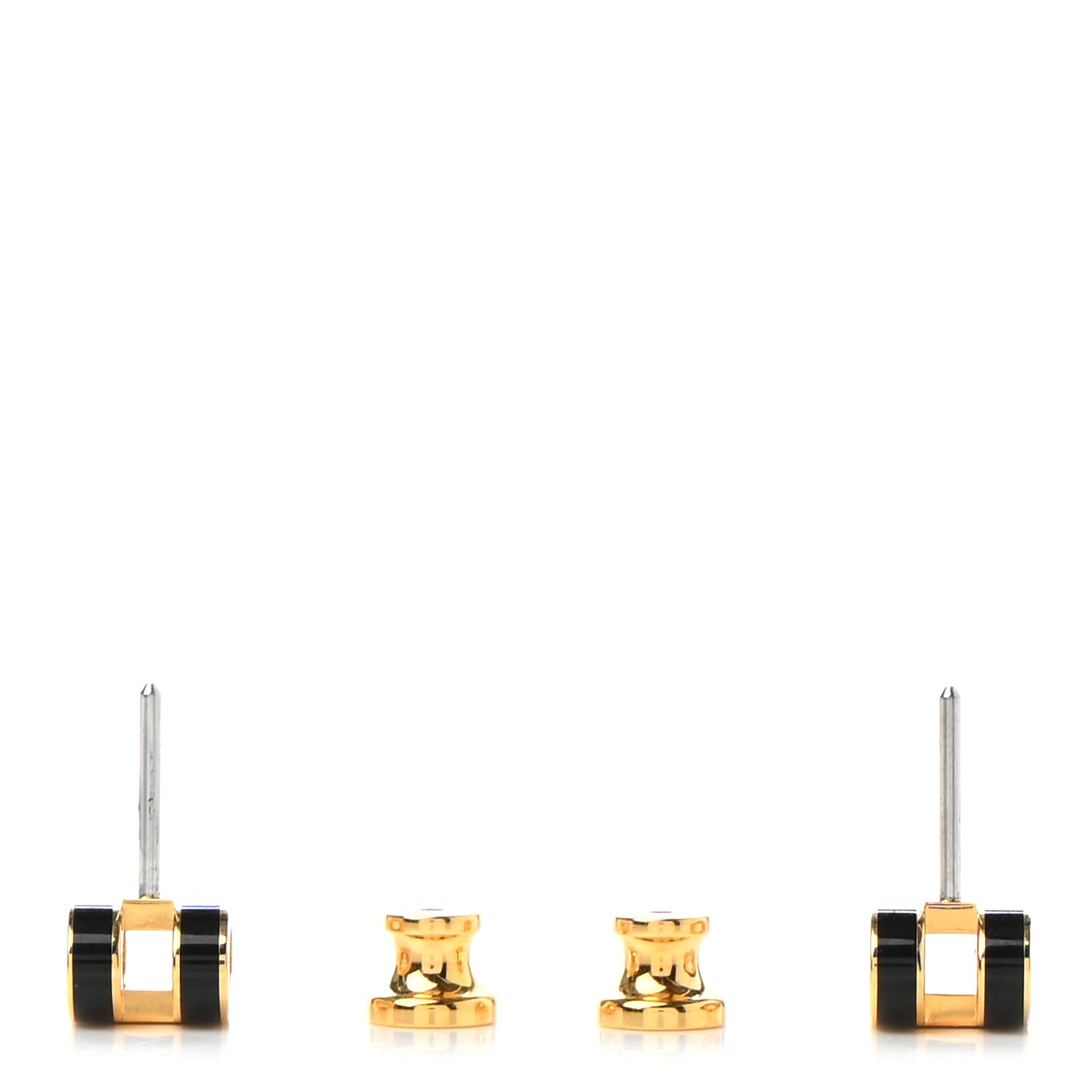 Hermes Gold Lacquered Mini Pop H Earrings Black 3 of 8