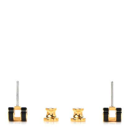 Hermes Gold Lacquered Mini Pop H Earrings Black 3 of 8