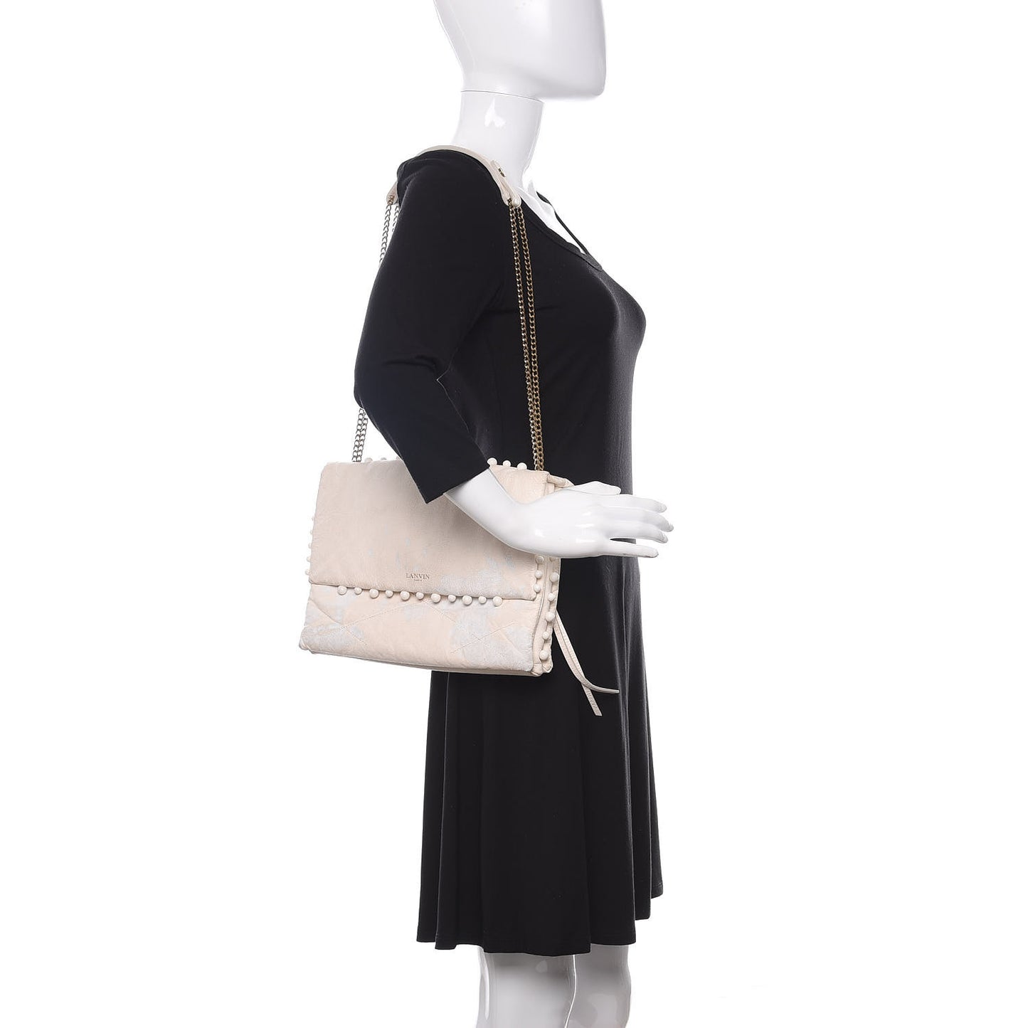 Lambskin Quilted Pearl Medium Sugar Flap Shoulder Bag White