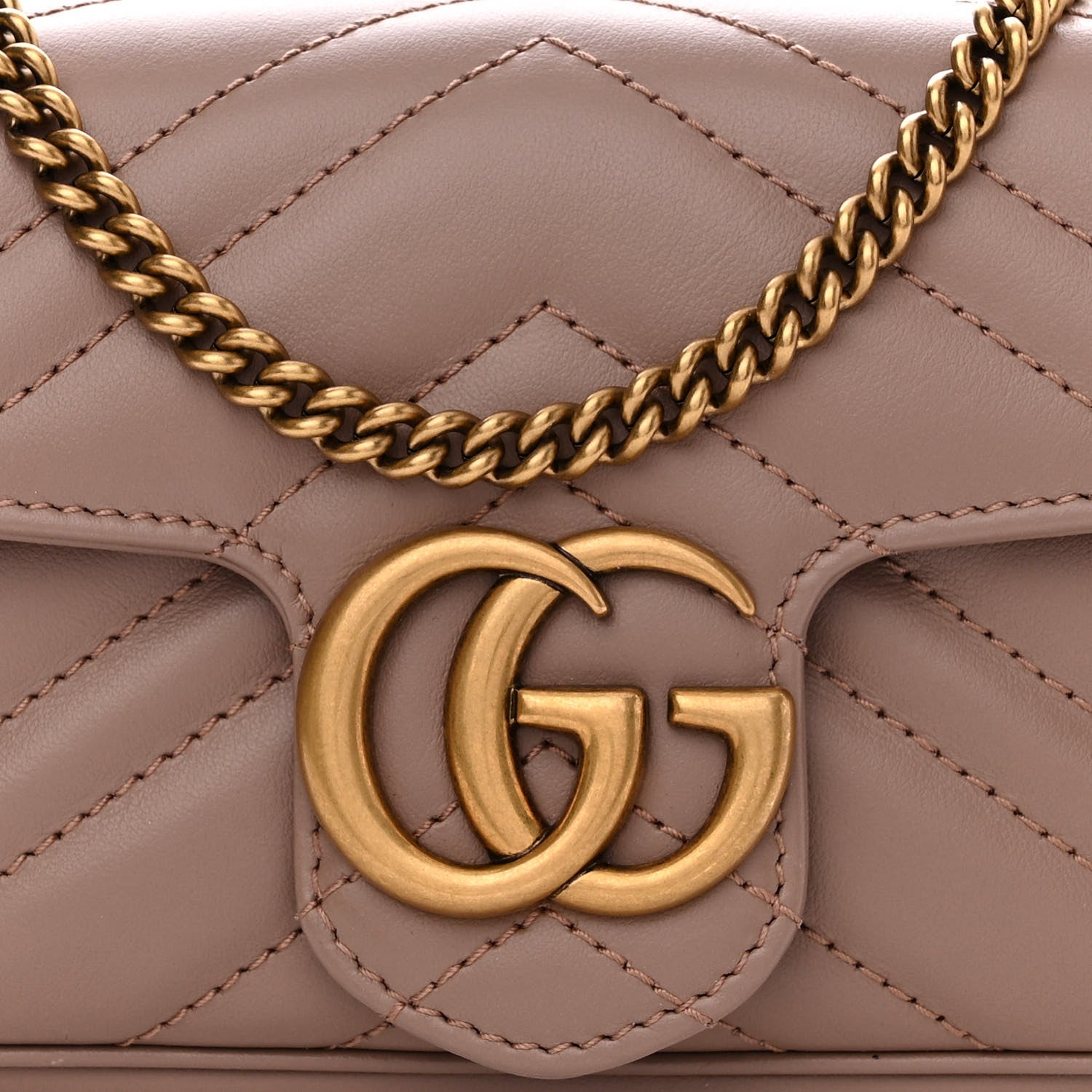 Gucci Calfskin Matelasse Super Mini GG Marmont Shoulder Bag Porcelain Rose 8 of 11