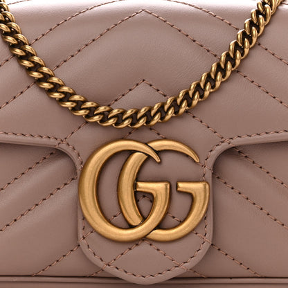 Gucci Calfskin Matelasse Super Mini GG Marmont Shoulder Bag Porcelain Rose 8 of 11