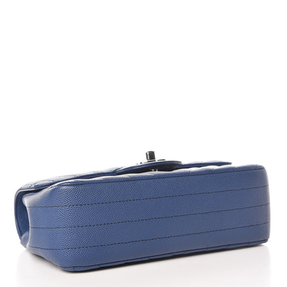 Chanel Caviar Chevron Quilted Mini Rectangular Flap Blue 4 of 10