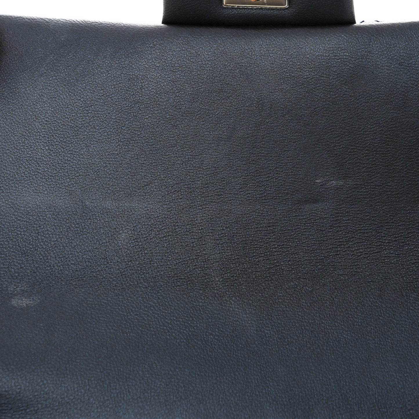 Lambskin Quilted Mini Top Handle Rectangular Flap Navy Blue