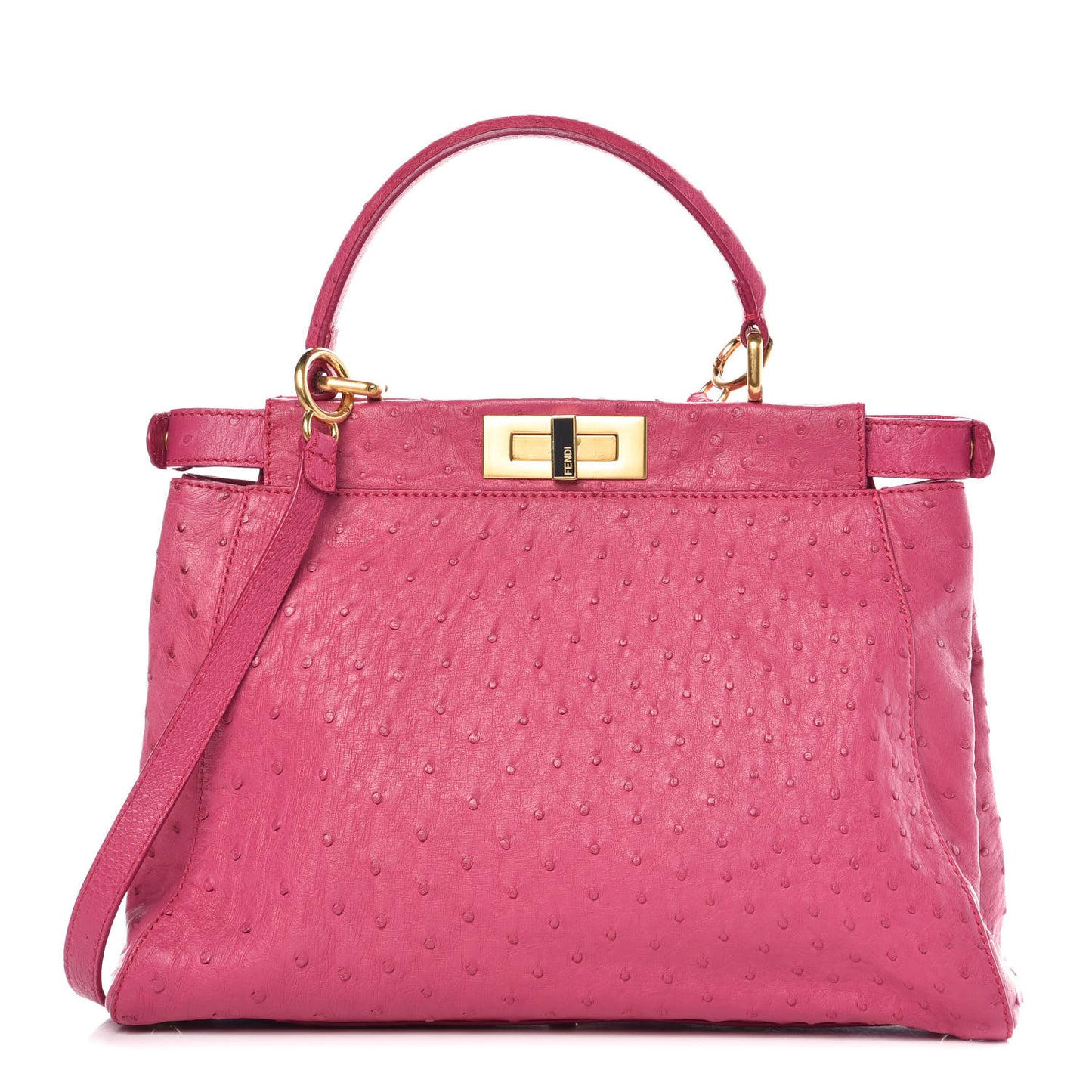 Ostrich Medium Peekaboo Iconic Satchel Fuchsia