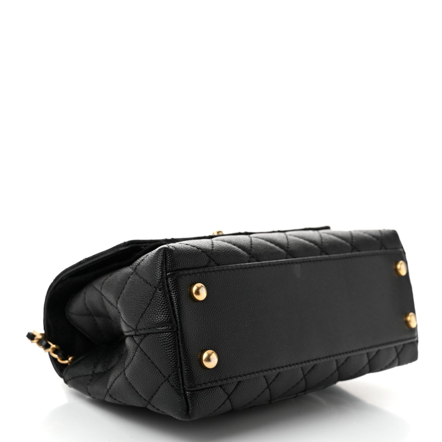 Caviar Quilted Mini Coco Chain Handle Flap Black
