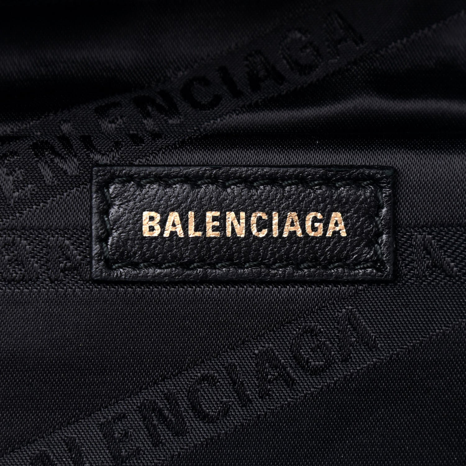 Balenciaga Shiny Goatskin Allover Logo Embossed XXS Souvenir Belt Bag Black 6 of 9