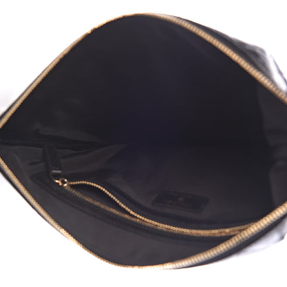 Chanel Shiny Crumpled Calfskin Quilted Medium Night by the C Pouch Clutch Black 5 of 8