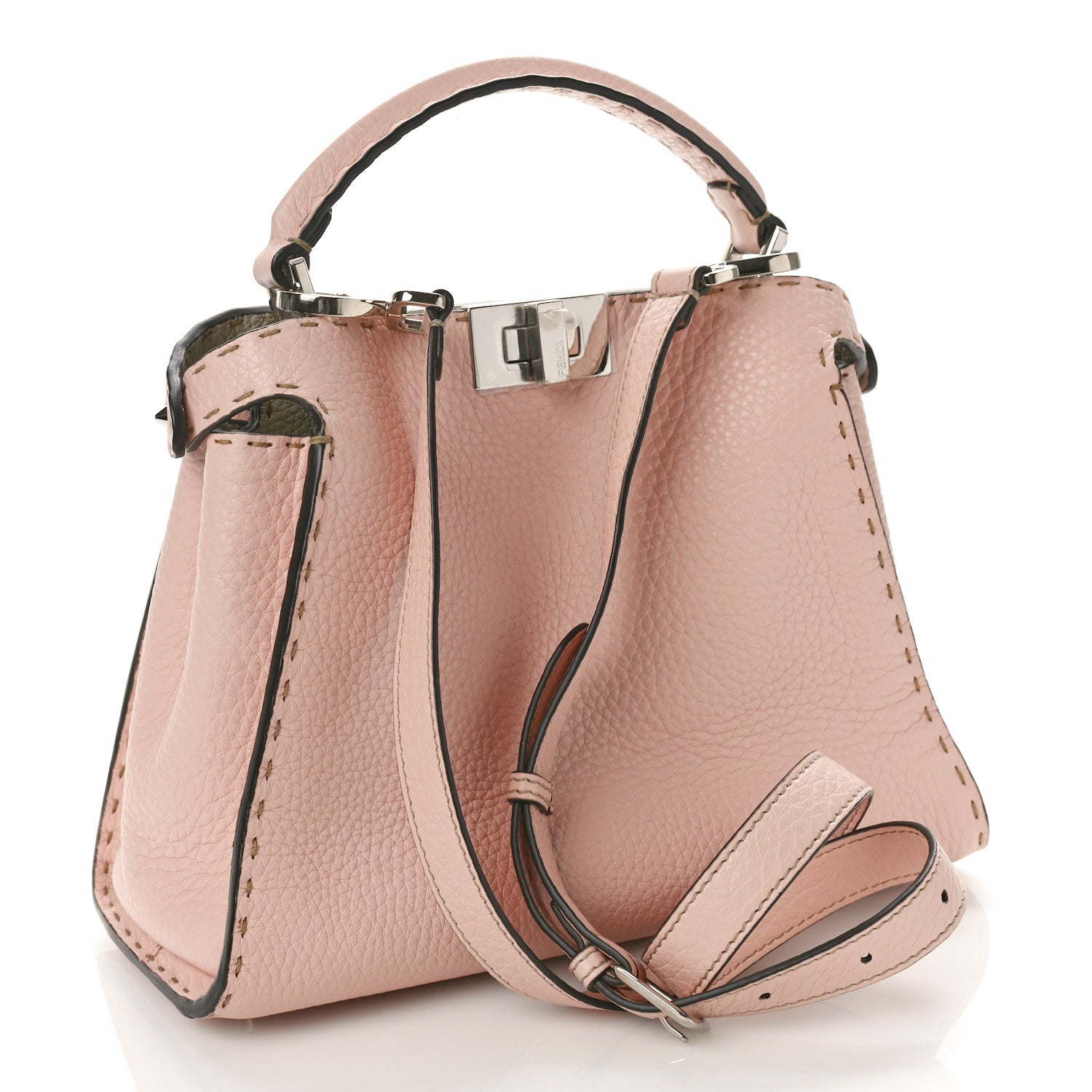 Fendi Cuoio Romano Selleria Bi-Color Medium Peekaboo Iconic Essentially Satchel Cipria Latte 2 of 10