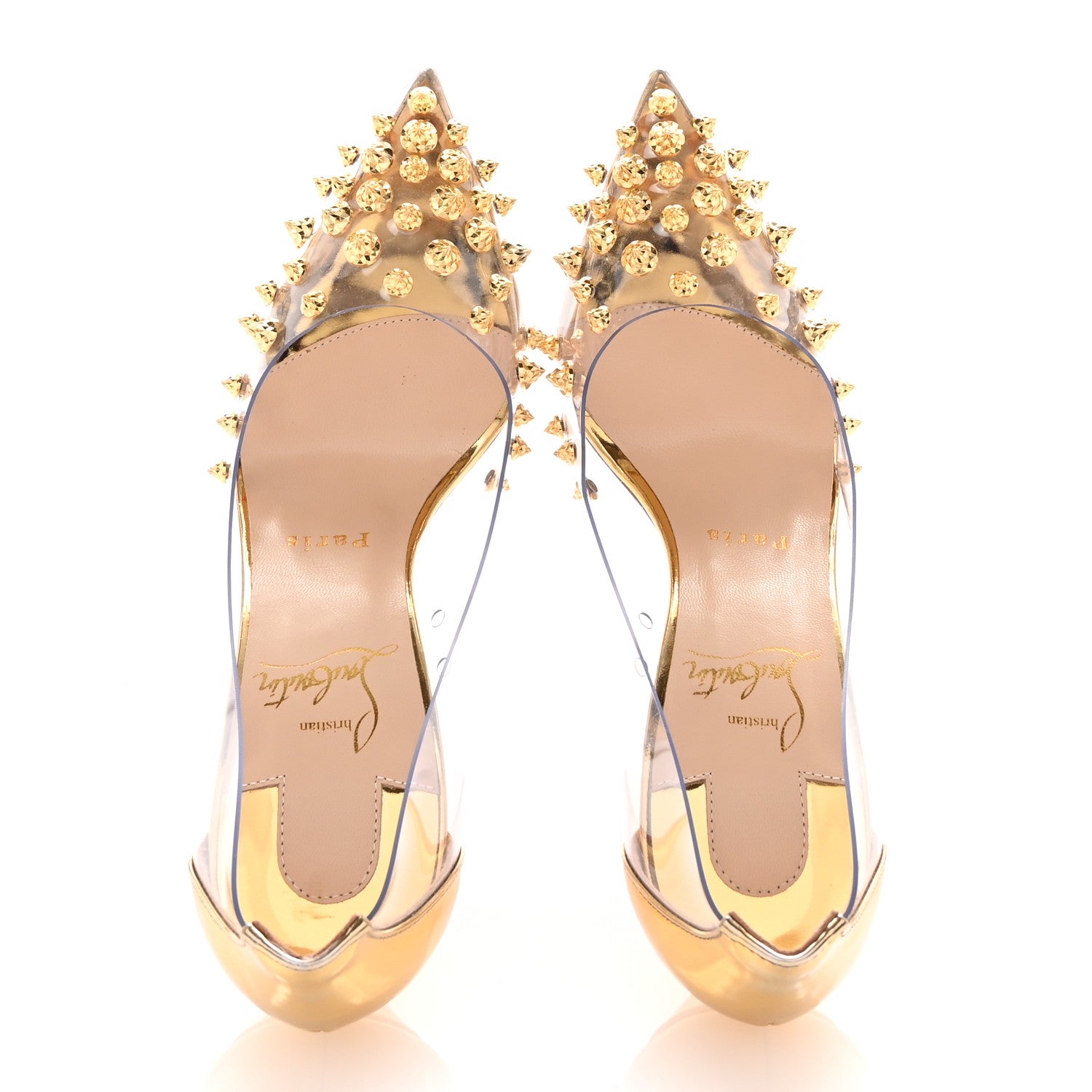Christian Louboutin PVC Patent Collaclou 100 Pumps 35 Gold 2 of 9