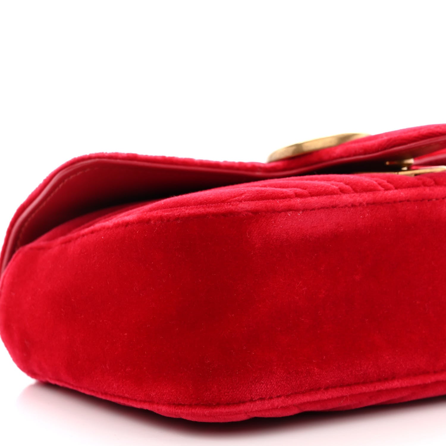 Gucci Velvet Matelasse Mini GG Marmont Shoulder Bag Hibiscus Red 9 of 10