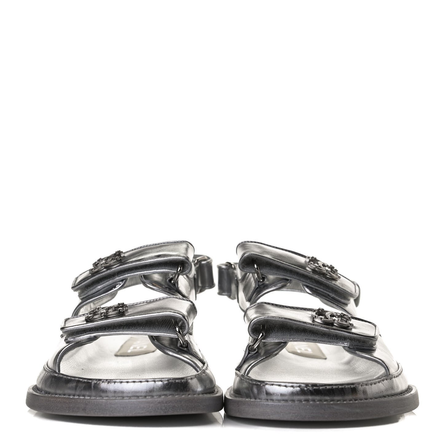 Laminated Calfskin Velcro Dad Sandals 35.5 Silver