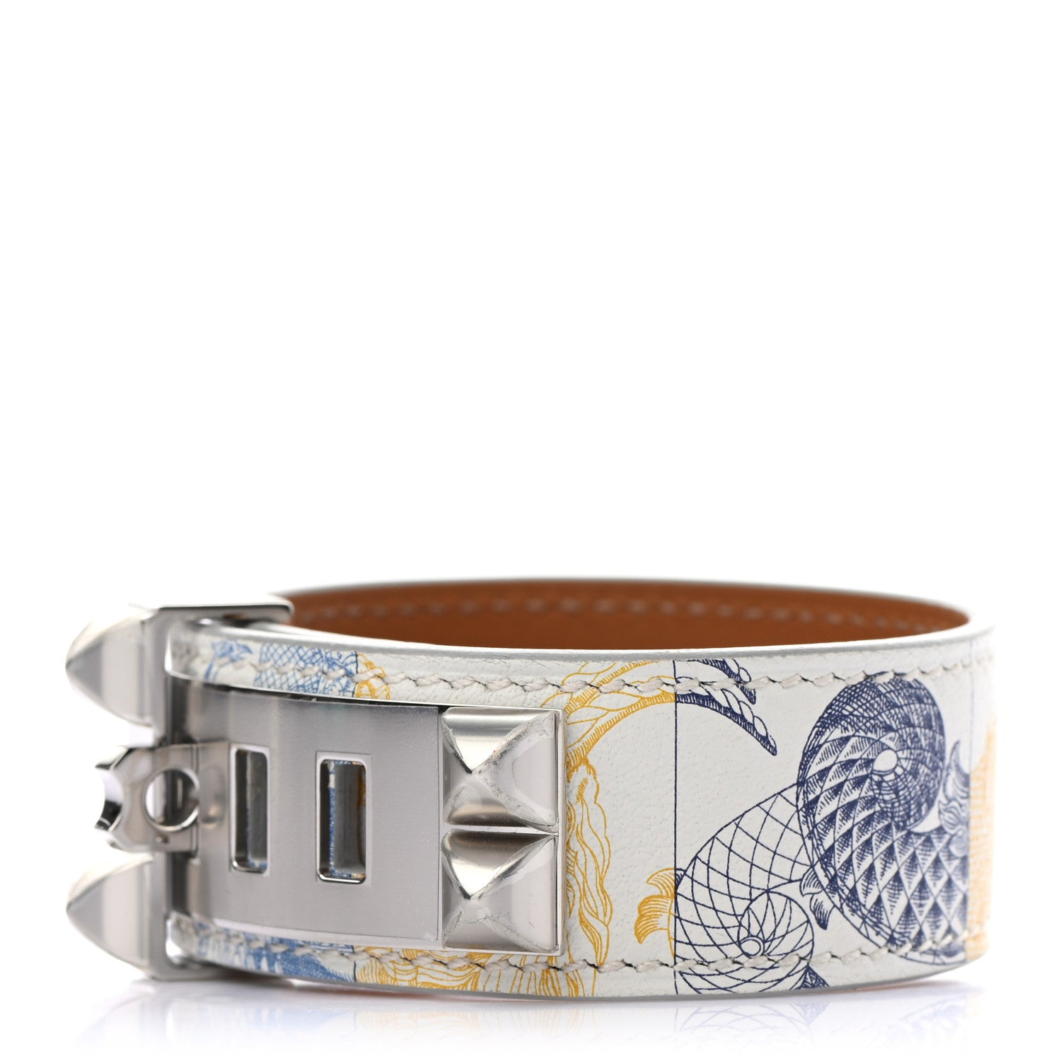 Hermes Swift Collier de Chien CDC 24 Tattoo Bracelet T2 White Soleil Bleu Saphir 1 of 6