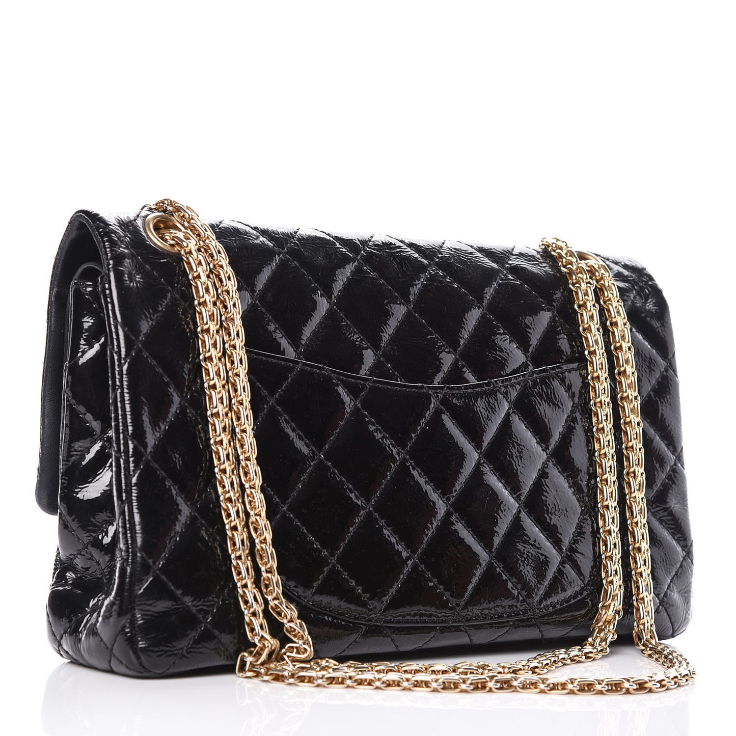 Distressed Patent Quilted 2.55 Reissue 226 Flap Black