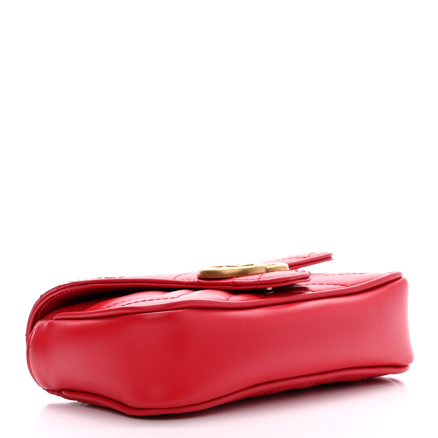 Gucci Calfskin Matelasse Super Mini GG Marmont Shoulder Bag Hibiscus Red 5 of 10