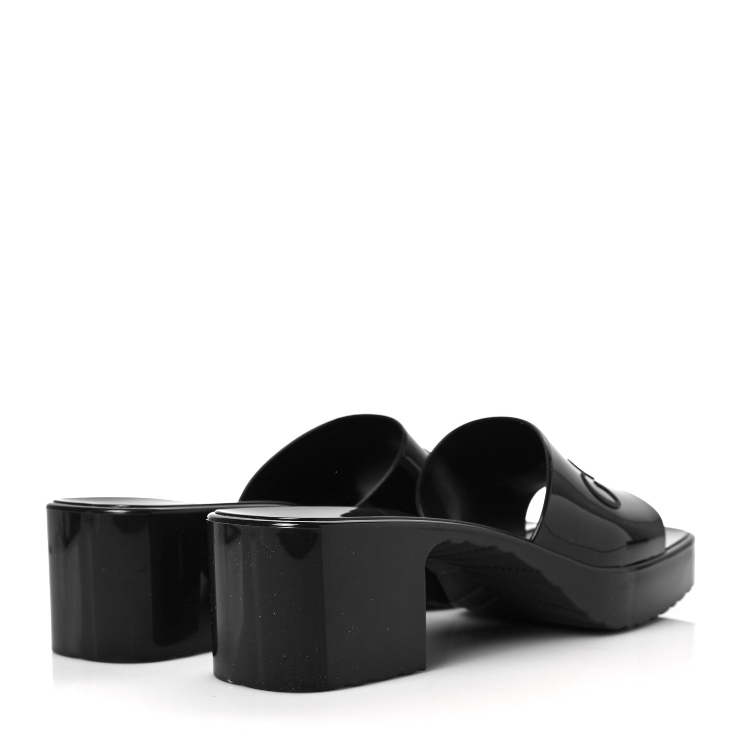 Gucci Rubber Gucci Logo Womens Platform 20/60mm Slide Sandals 38 Black 5 of 7
