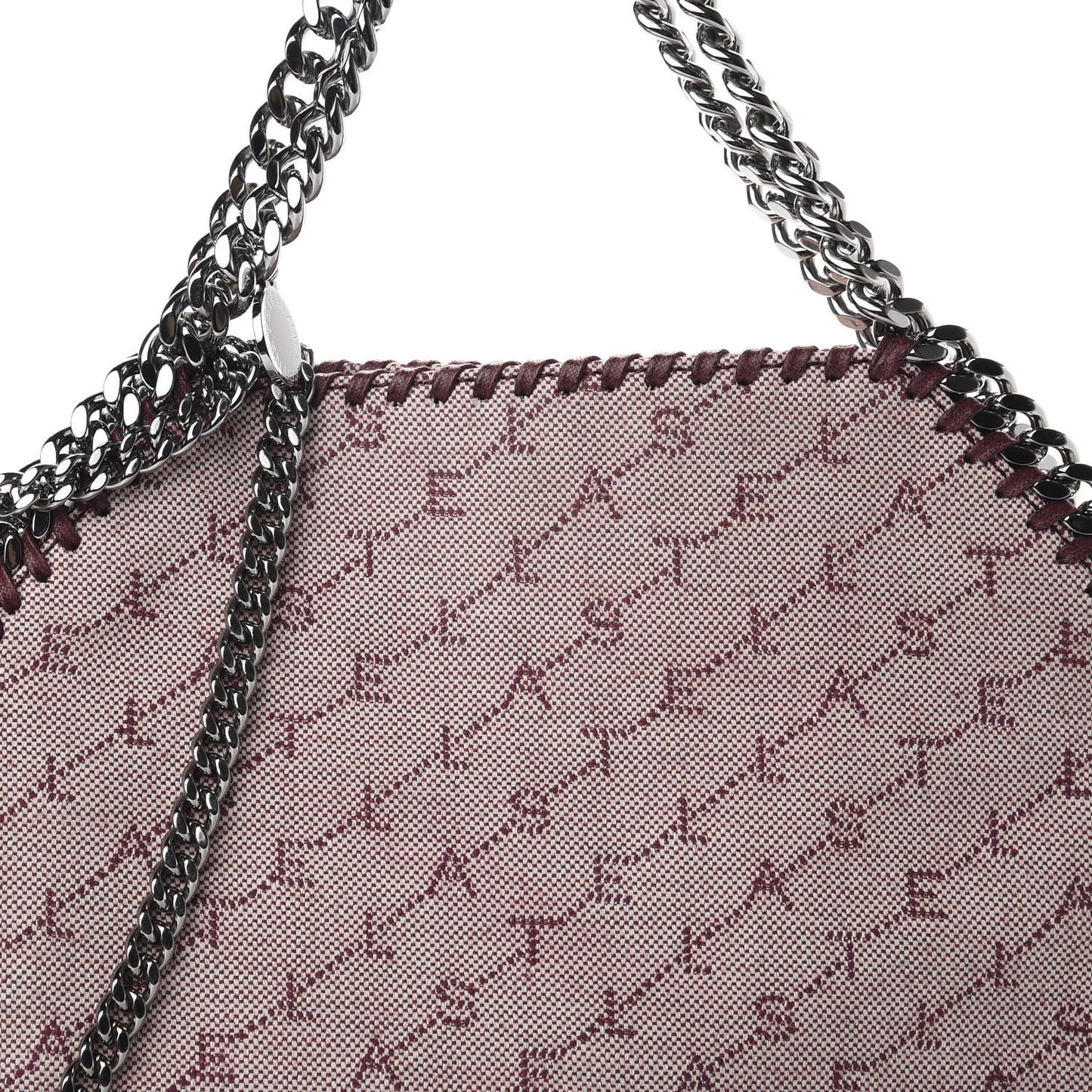 Denim Logo Mini Falabella Tote Burgundy