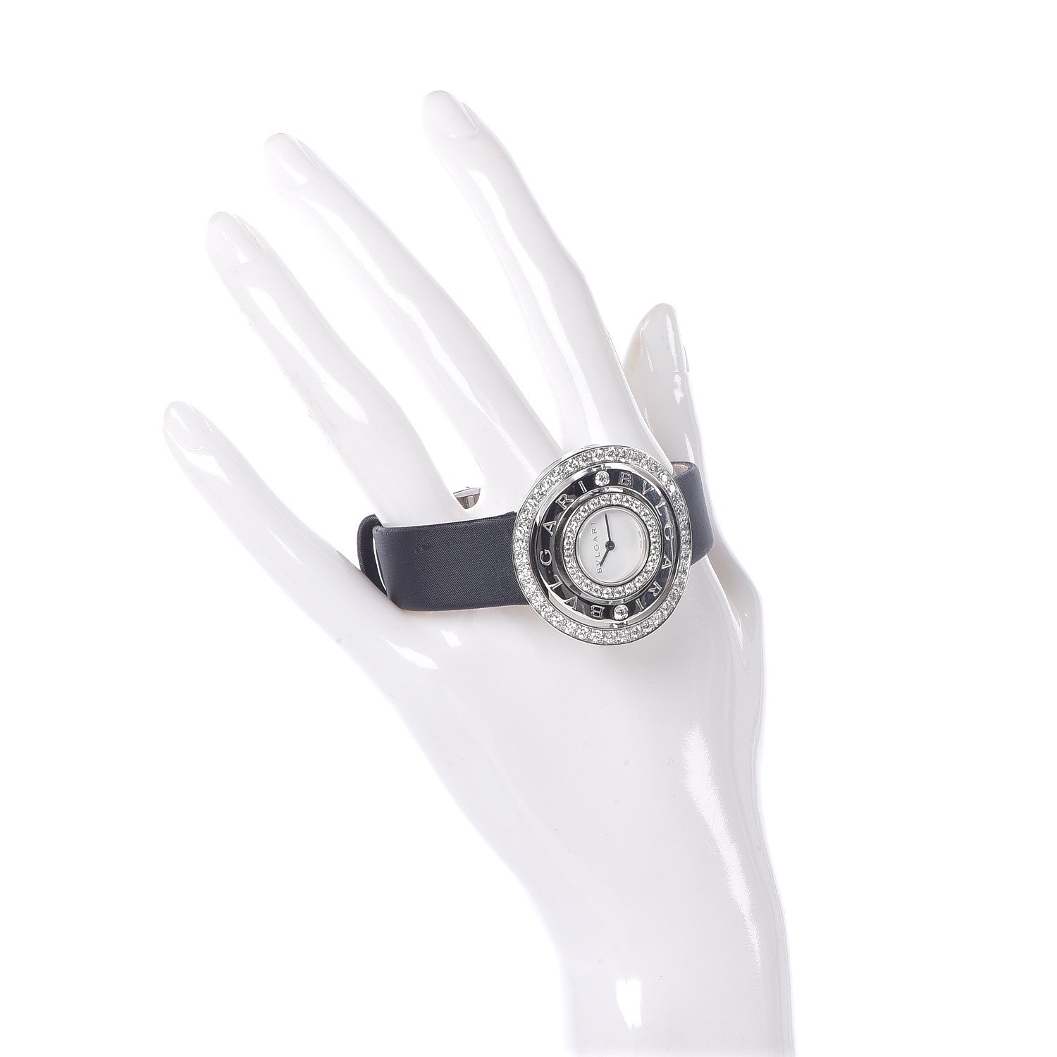 Bulgari 18K White Gold Satin Diamond Bezel 36mm Astrale Cerchi Quartz Watch 2 of 11