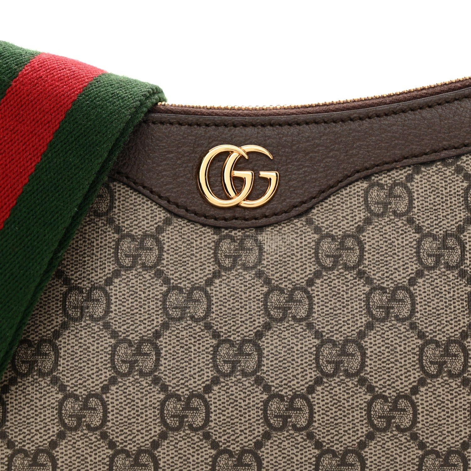 Gucci GG Supreme Monogram Textured Dollar Calfskin Web Small Ophidia GG Handbag Beige Ebony New Acero 8 of 12