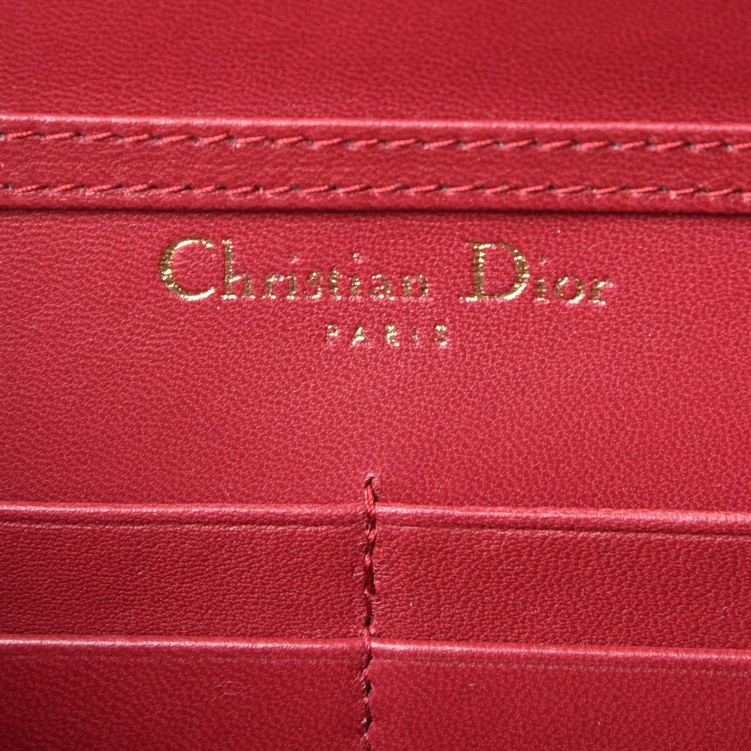 Christian Dior Grained Calfskin Diorama Wallet on Chain Pouch Burgundy 6 of 12