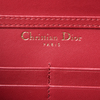 Christian Dior Grained Calfskin Diorama Wallet on Chain Pouch Burgundy 6 of 12